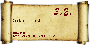 Sikur Ernő névjegykártya